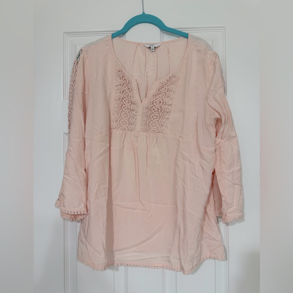 Women's Pink Lace Detail Top